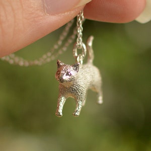 Handmade Silver/Gold Cat Pendant and Chain