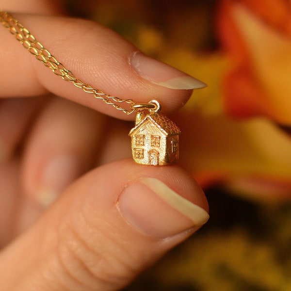 Handmade Gold/Silver Littlest Cottage Pendant and Chain