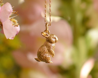 9ct Solid Gold Standing Rabbit Pendant