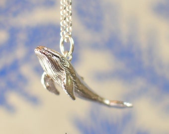 Handmade Silver/Gold Whale Pendant and Chain