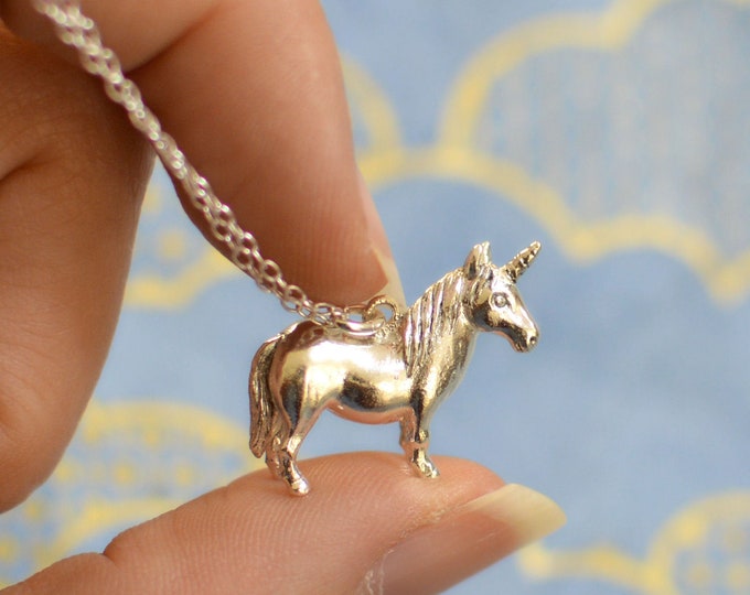 Handmade Silver/Gold Unicorn Pendant and Chain