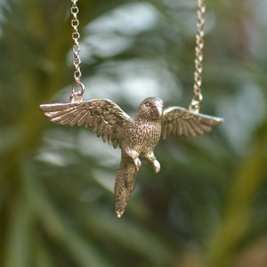 Handmade Silver/Gold Flying Parrot Necklace