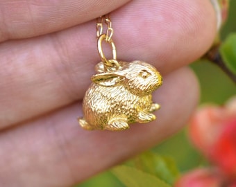 Bunny Rabbit Pendant and Chain - Handmade in Silver/Gold