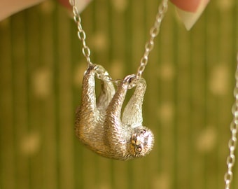 Handmade Silver/Gold/Solid 9ct Gold Sloth Pendant and Chain