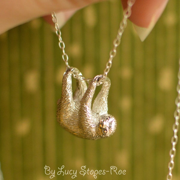 Handmade Silver/Gold/Solid 9ct Gold Sloth Pendant and Chain