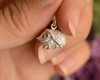 Handmade Silver/Gold Hedgehog Pendant and Chain