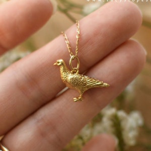 Handmade Gold-Plated/Silver/Solid 9ct Gold Pigeon Pendant