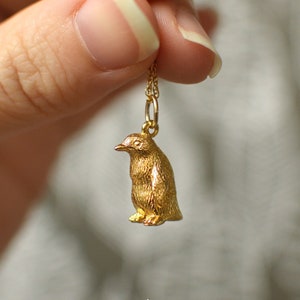 Handmade Gold/Solid 9ct Gold/Silver Gentoo Penguin Pendant and Chain