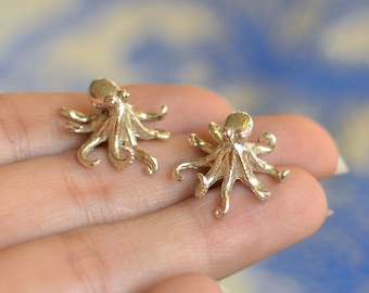 Handmade Silver / Gold-Plated Octopus Stud Earrings