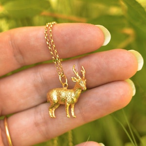 Handmade Gold/Silver Deer Pendant and Chain