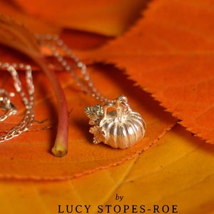Handmade Silver/Gold Pumpkin Pendant and Chain
