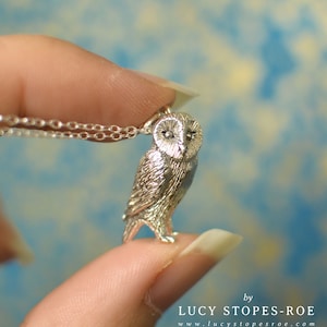 Barn Owl Pendant & Chain - Handmade in Gold/Silver image 2