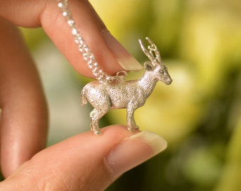 Handmade Silver/Gold Deer Pendant and Chain