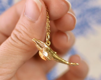 Handmade Gold/Silver Whale Pendant and Chain