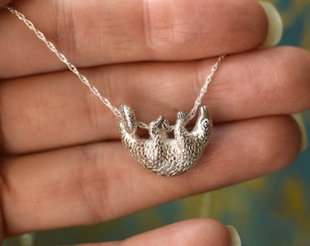 Handmade Silver/Gold Pangolin Pendant and Chain