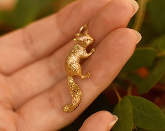 Handmade Gold/Silver Squirrel Pendant and Chain