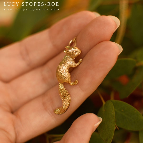 Handmade Gold/Silver Squirrel Pendant and Chain