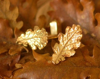 Handmade Gold-Plated / Silver Oak Leaf Cufflinks