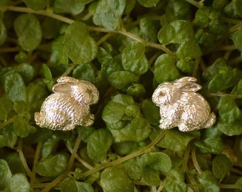 Handmade Silver / Gold-Plated / 9ct Solid Gold Rabbit Bunny Stud Earrings