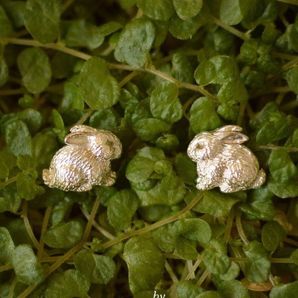 Handmade Silver / Gold-Plated / 9ct Solid Gold Rabbit Bunny Stud Earrings