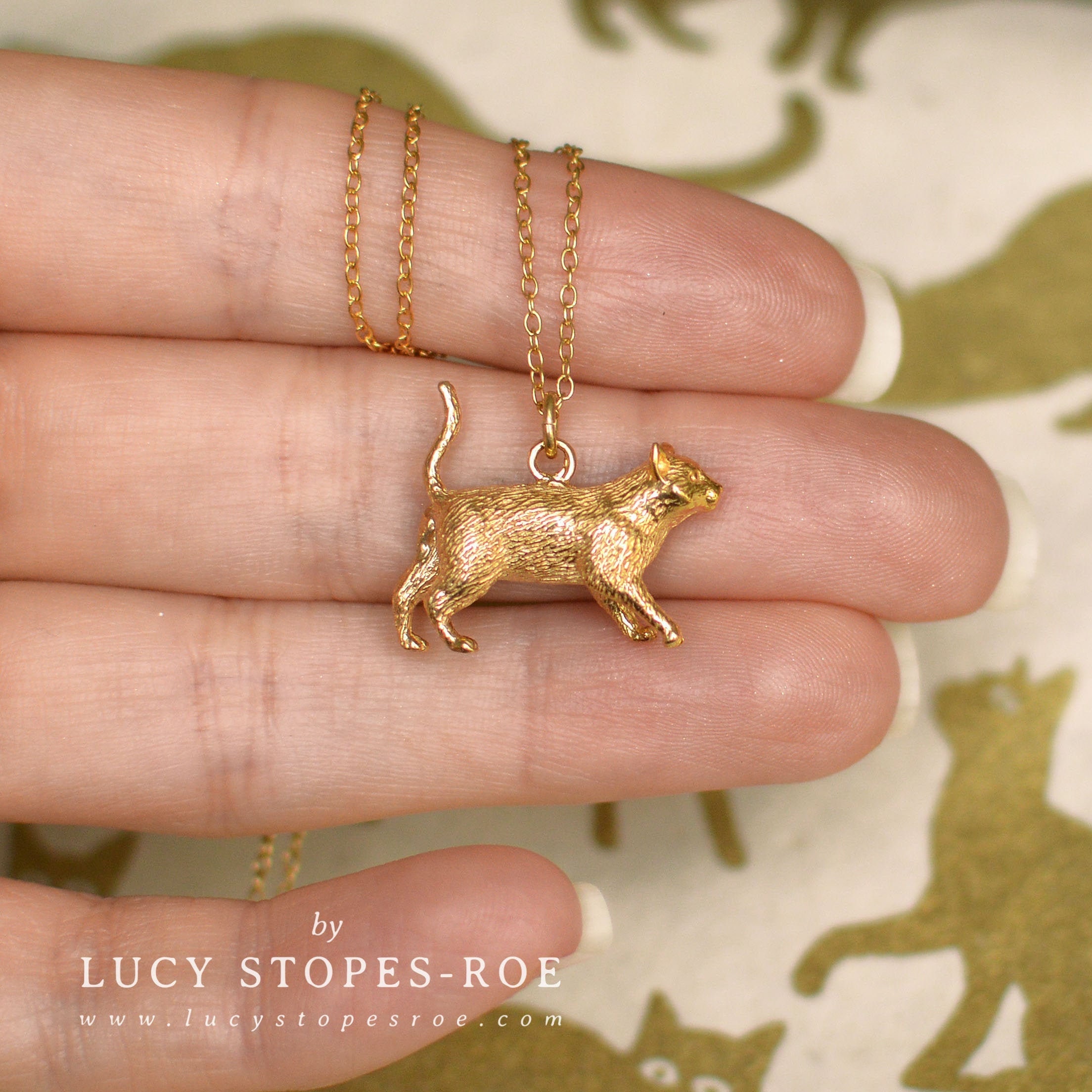 Hanging Cat Necklace in Gold - Every Purchase Saves Lives – Help For Paws