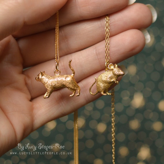 Gold Diamond Cat Pendant | I Live 4 Gems Jewelry