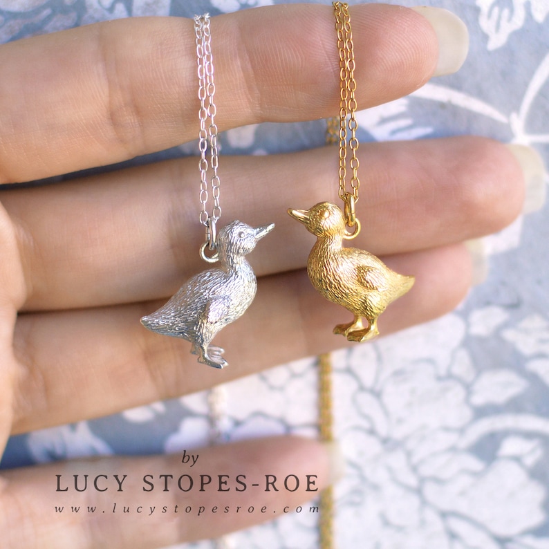 Handmade Silver/gold Duckling Pendant and Chain - Etsy UK