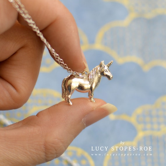 Girl's Personalized Unicorn Necklace in Silver with Cubic Zirconia |  Forever My