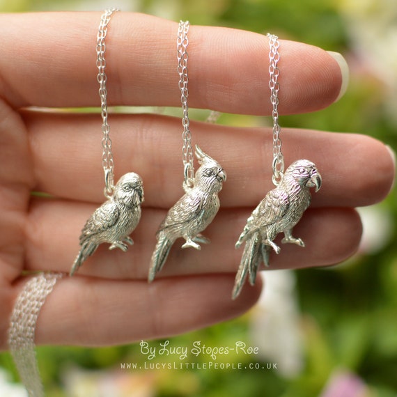 Handmade Silver gold solid 9ct Gold Budgie parakeet Pendant and Chain Etsy New Zealand