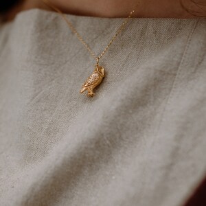 Barn Owl Pendant & Chain - Handmade in Gold/Silver image 4