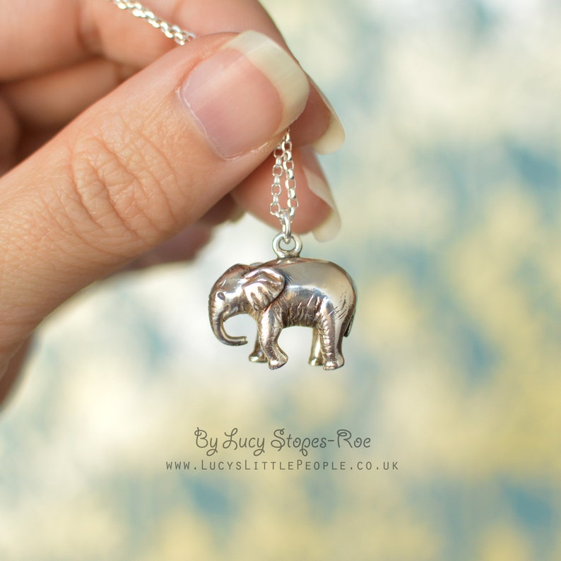 Handmade Sterling Silver Baby Elephant Pendant and Chain