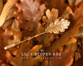 Handmade Gold-Plated / Silver Oak Leaf Tie Pin / Tie Tack