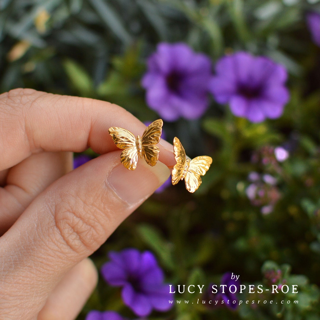vintage gold butterfly handmade earring｜イヤリング