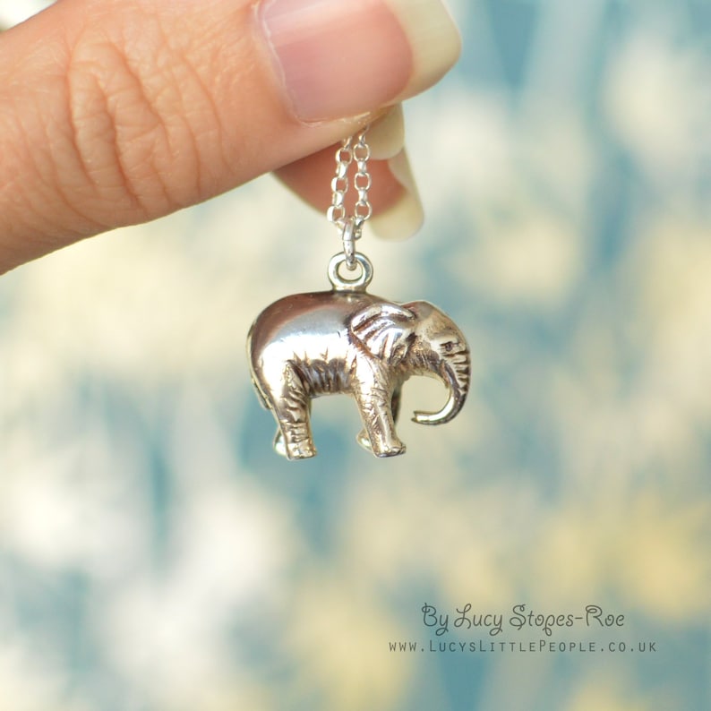 Handmade Sterling Silver Baby Elephant Pendant and Chain