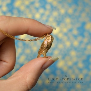 Barn Owl Pendant & Chain - Handmade in Gold/Silver image 5