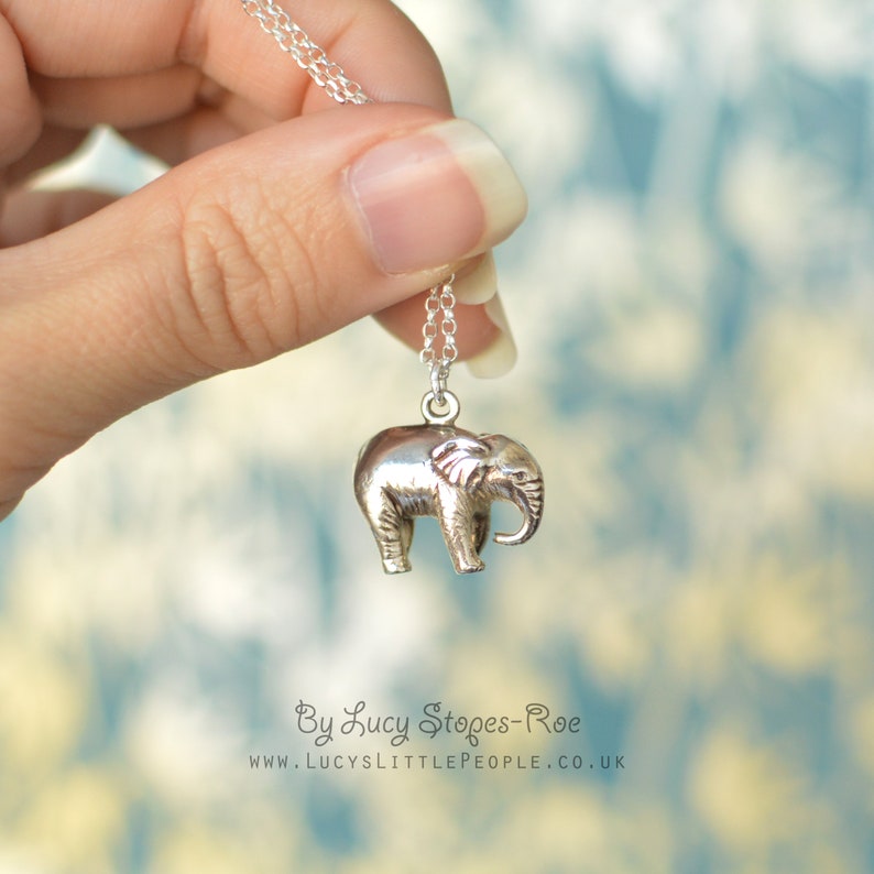 Handmade Sterling Silver Baby Elephant Pendant and Chain