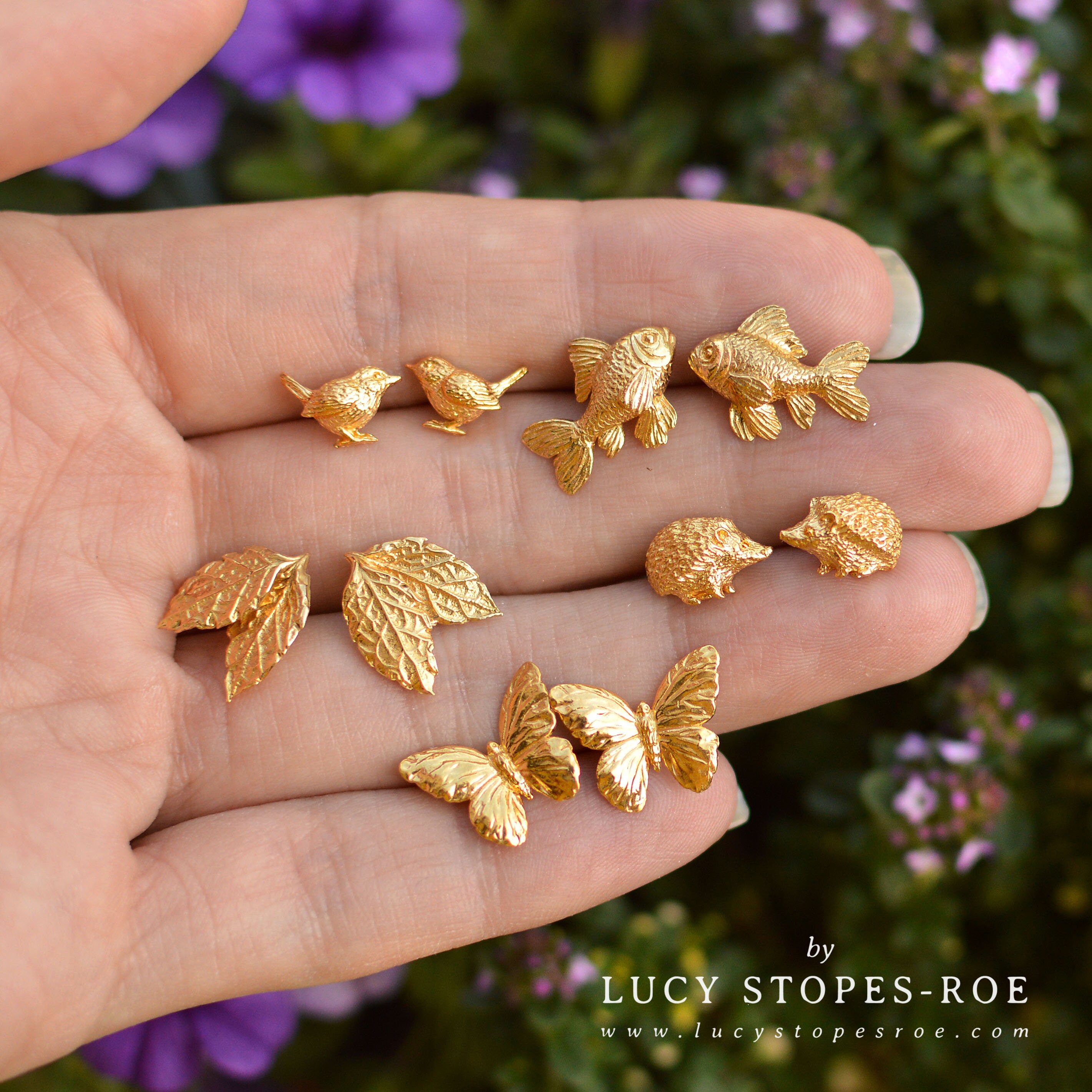 Gold hedgehog earrings shop