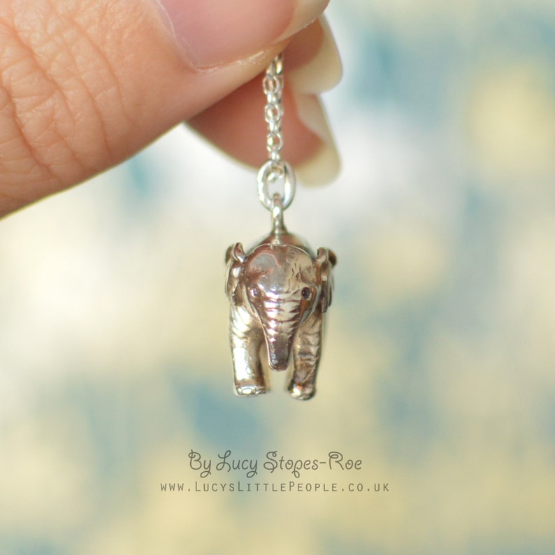 Handmade Sterling Silver Baby Elephant Pendant and Chain