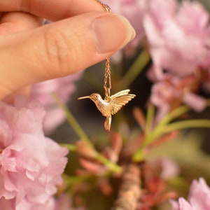 Handmade Gold-Plated/Silver/Solid 9ct Gold Hummingbird Pendant