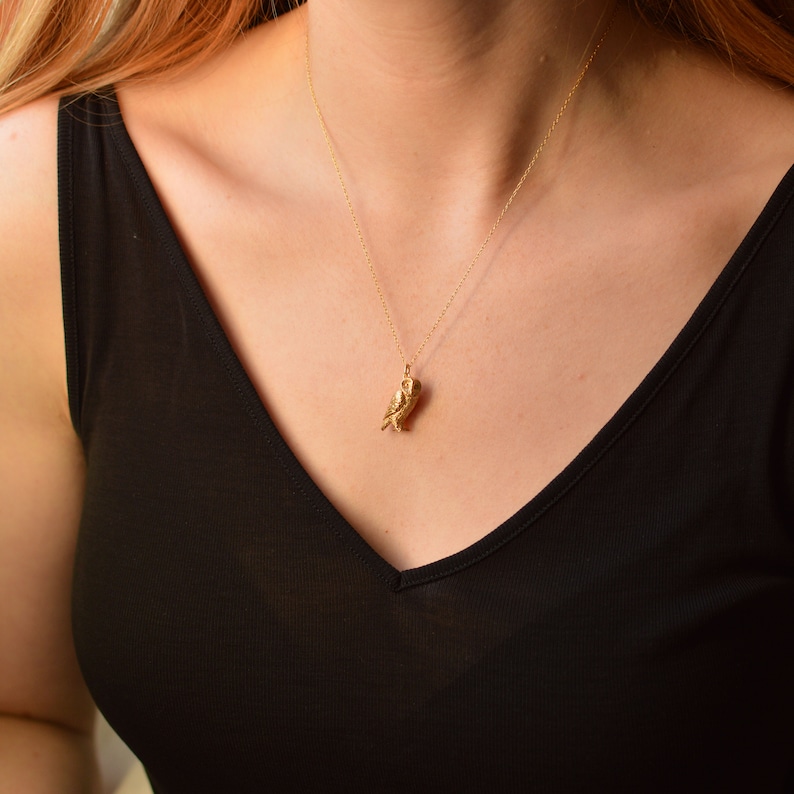 Barn Owl Pendant & Chain - Handmade in Gold/Silver image 3