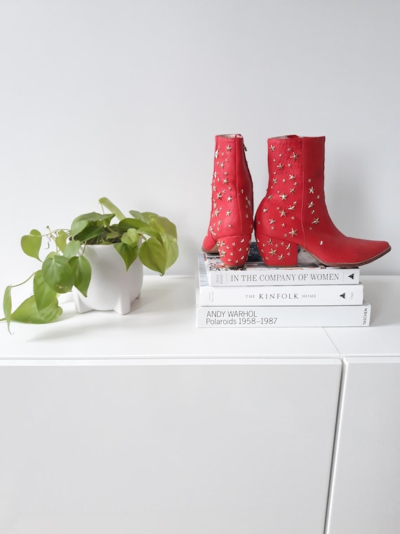 Womens Red Cowboy Boots/ankleboots