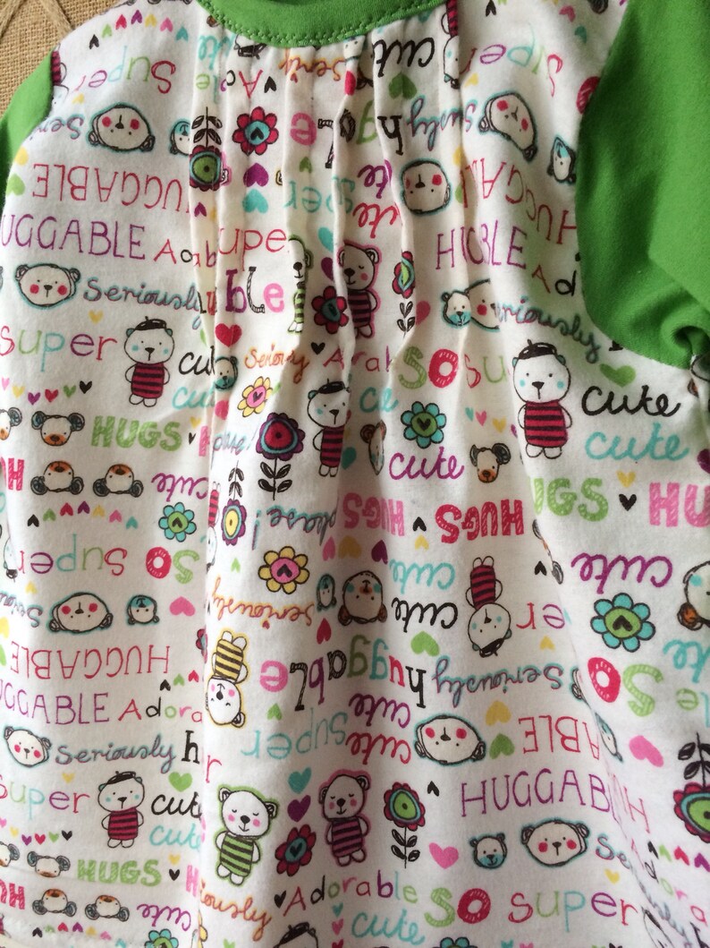 Green /& white printed flannel cotton tunic for baby girl\u2022toddler girl \u2022 Made to order