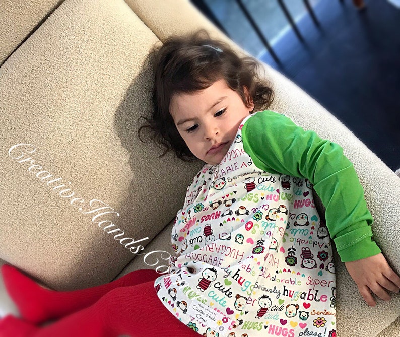Green /& white printed flannel cotton tunic for baby girl\u2022toddler girl \u2022 Made to order