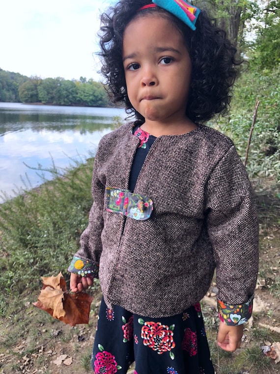 Gorgeous Brown Wool Fall Jacket Floral 
