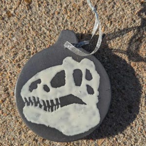 Ceramic Hand-drawn Fossil Ornaments - Dinosaurs, Dragons, Paleontology