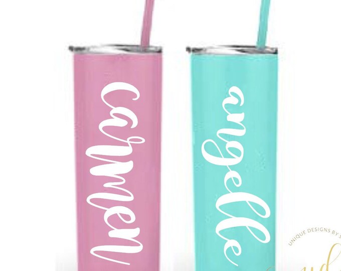 Personalized Tumbler, Stainless Steel Skinny Tumbler, Personalized Gift, Wedding Tumbler, Bridesmaid Custom Gift, Bridal Party Tumbler