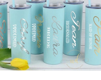 Personalized Tumbler, Stainless Steel Skinny Tumbler, Personalized Gift, Wedding Tumbler, Bridesmaid Custom Gift, Bridal Party Tumbler