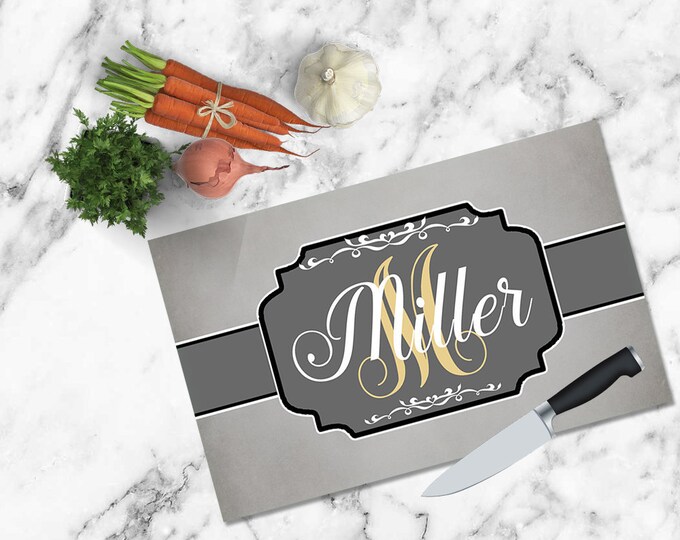 Personalized Monogram Texture Cutting Board-Custom Cutting Board-Home Decor-Housewarming Gift-Wedding Gift-Anniversary Gift-Glass Board