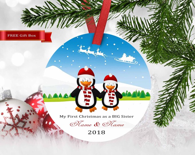 First Christmas as Big Sister Ornament,Housewarming gift,Married,Our first home,custom ornament,Personalized ornament,Porcelain ornament