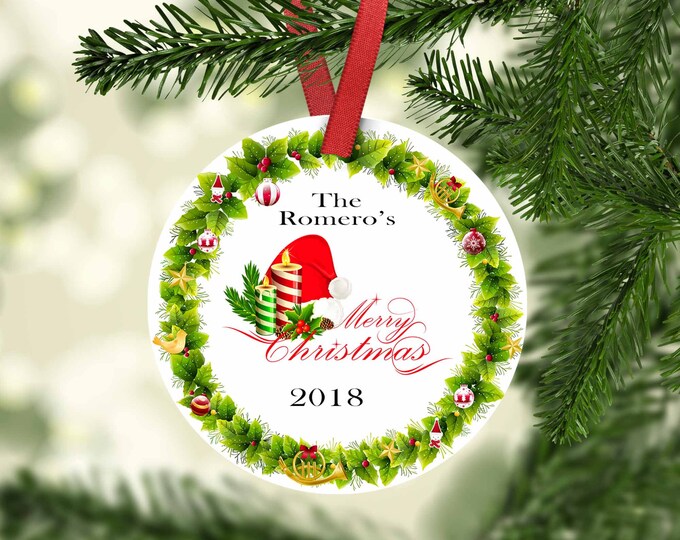Merry Christmas Ornament,Housewarming Gift,Ornament,Christmas,Custom Ornament,Personalized Ornament,Gifts for her,Porcelain Ornament,Family